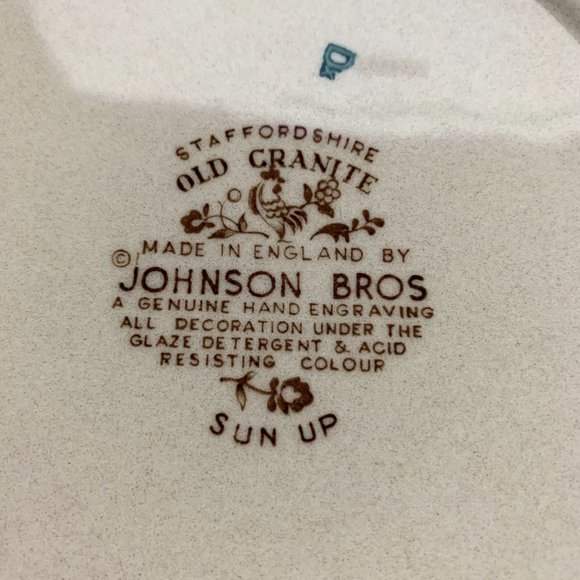 Johnson Bros Staffordshire Old Granite Sun Up Rooster 10" Dinner Plate VINTAGE - Picture 3 of 9